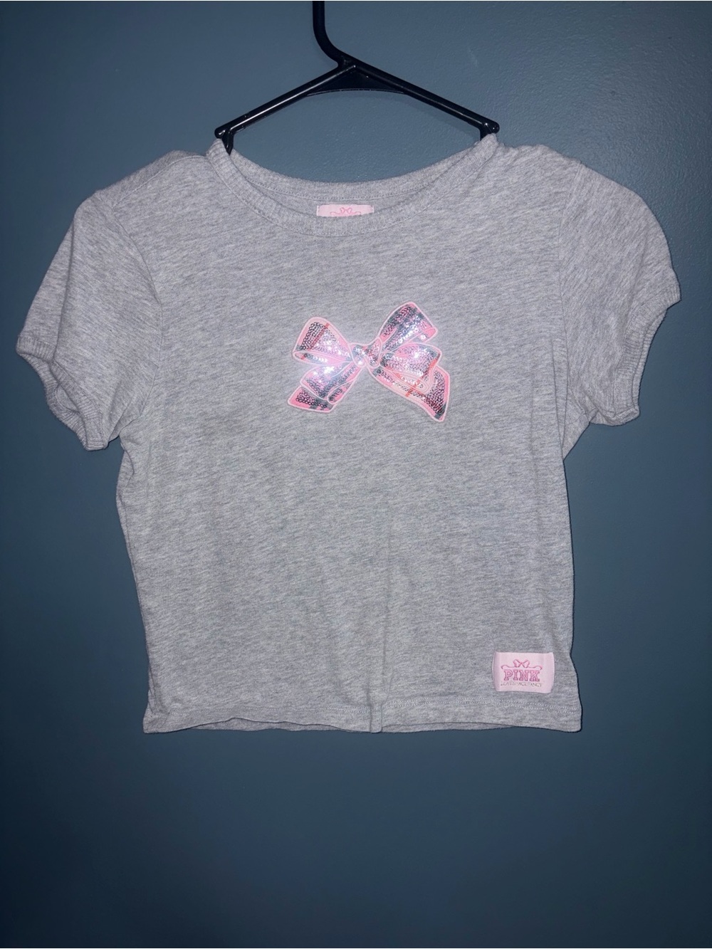 Pink Bow Gray Girls' Tee - PINK Victoria's Secret x Loveshackfancy